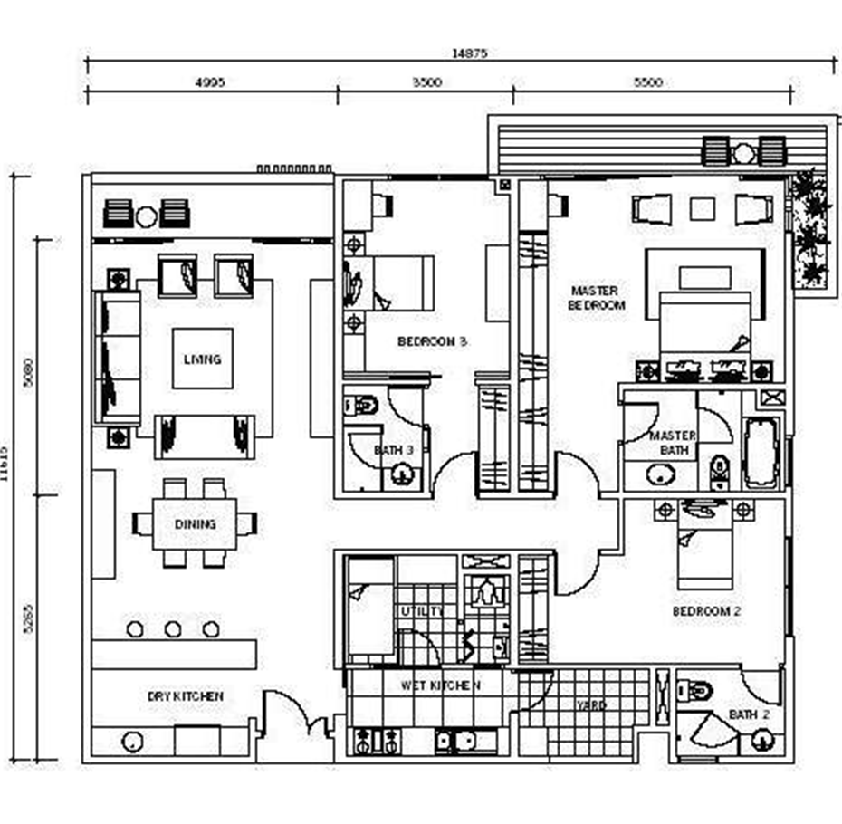 EmbassyView C4 1851 sqft floor plan
